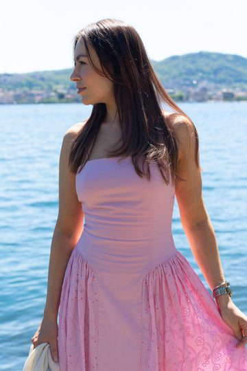 ROSA - Romantic Embroidered Cotton Midi Dress